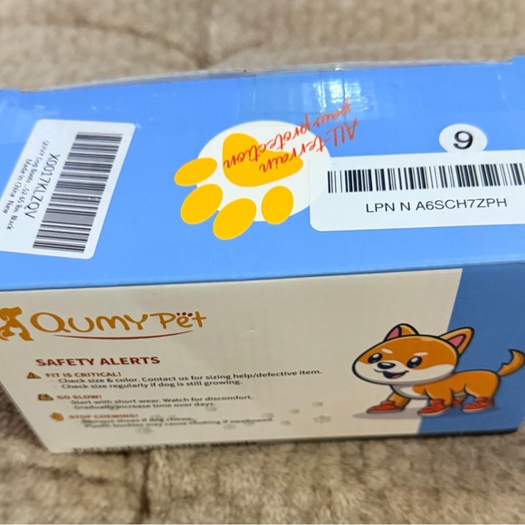 Qumy Black and Gray Dog Boots SZ 6 - Picture 2 of 8